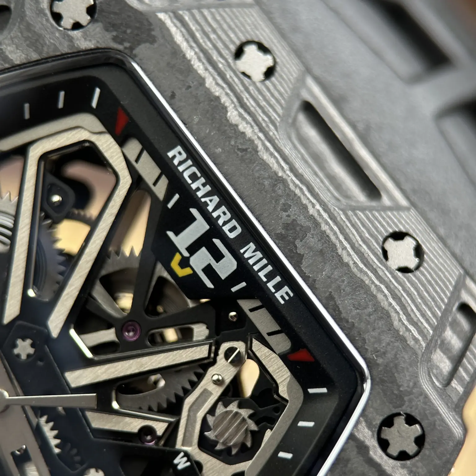 Richard Mille RM35-03 Rafael Nadal Automatic Watch – Swiss 1:1 Grade | Carbon TPT Black Case | 43.2×50mm | Rubber Strap - Image 7