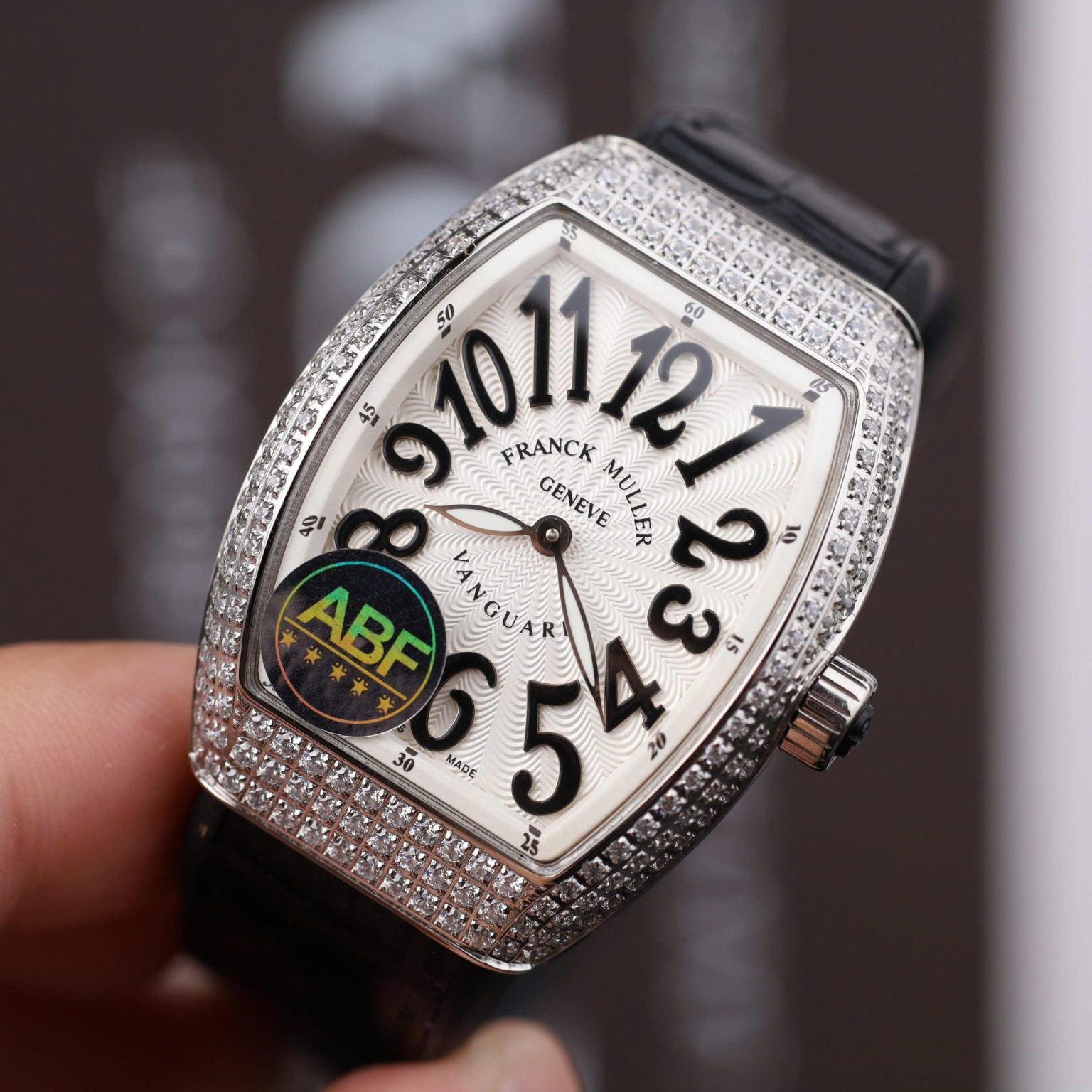 Franck Muller V32 Quartz Watch – Swiss 1:1 Grade | Black Dial | 36mm | Leather + Rubber Strap - Image 4