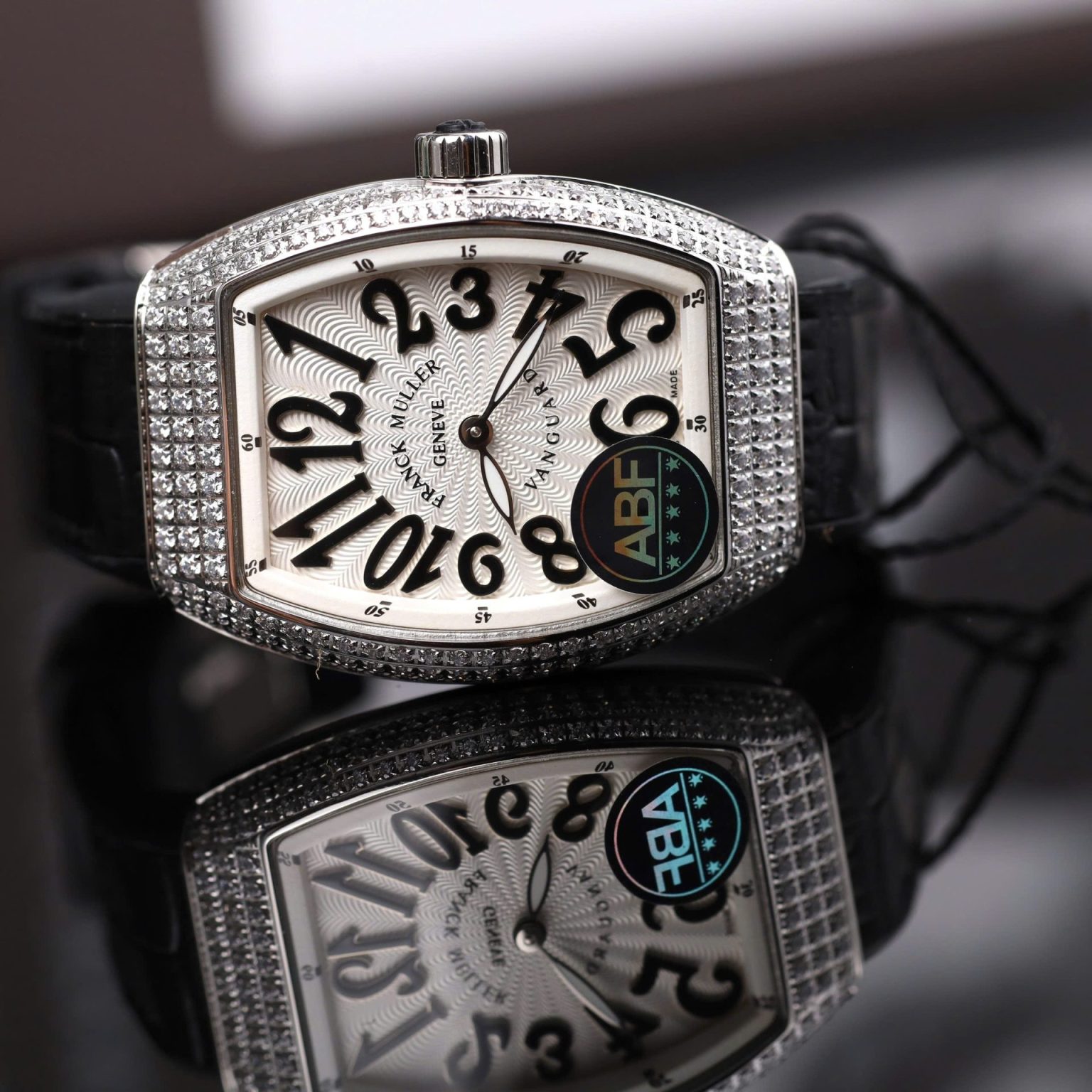 Franck Muller V32 Quartz Watch – Swiss 1:1 Grade | Black Dial | 36mm | Leather + Rubber Strap - Image 6