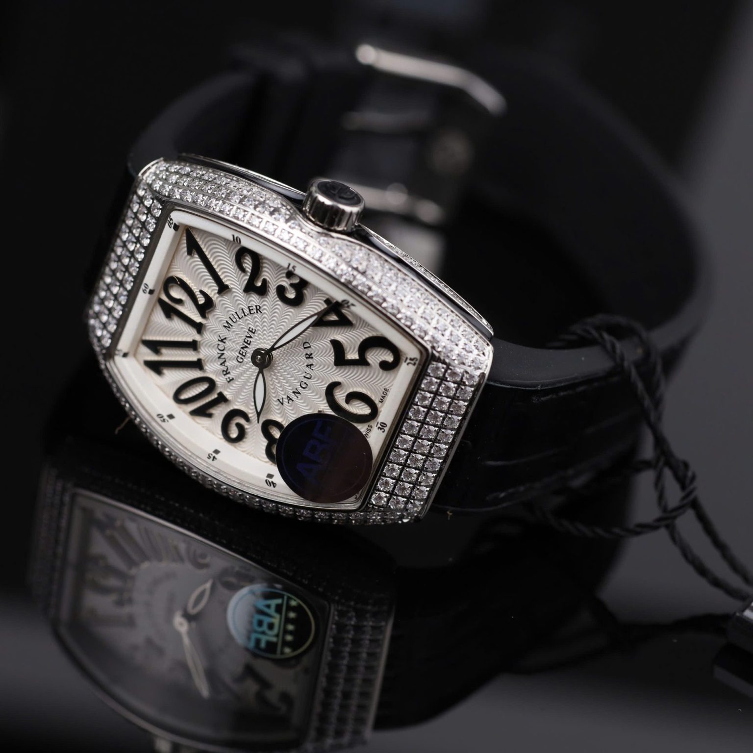 Franck Muller V32 Quartz Watch – Swiss 1:1 Grade | Black Dial | 36mm | Leather + Rubber Strap - Image 7
