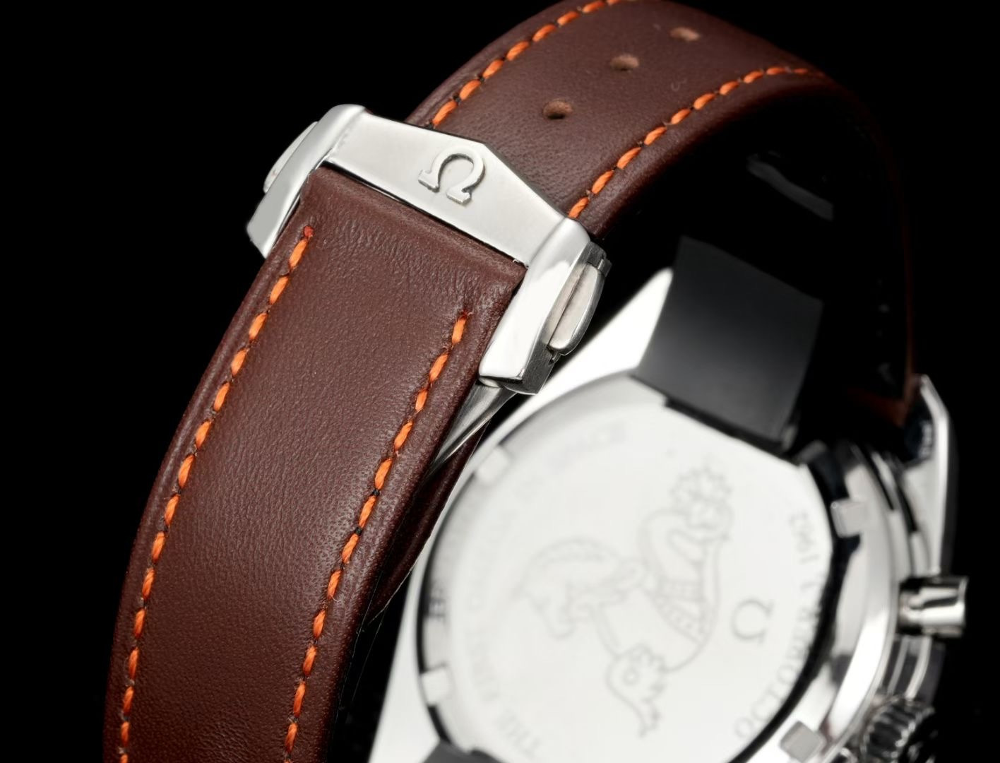 Omega Speedmaster “First Omega in Space” – 1:1 Grade Watch | Gray-Blue Dial | Brown Leather Strap - Image 3