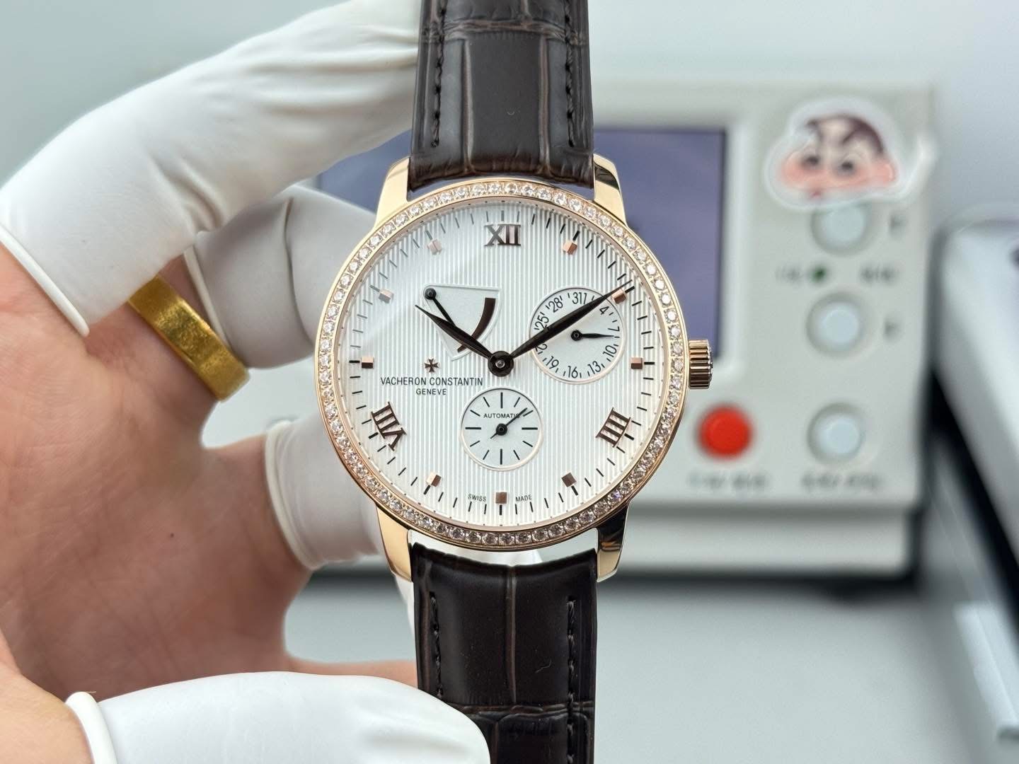 Vacheron Constantin Patrimony Power Reserve 1:1 Grade Watch – Rose Gold Bezel | White Dial