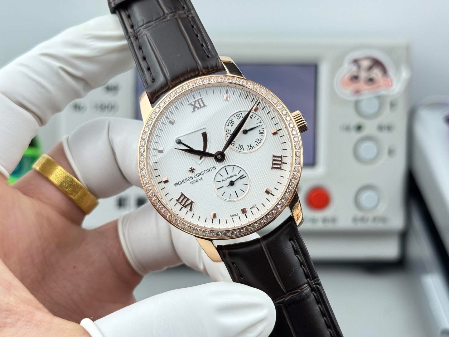 Vacheron Constantin Patrimony Power Reserve 1:1 Grade Watch – Rose Gold Bezel | White Dial - Image 2