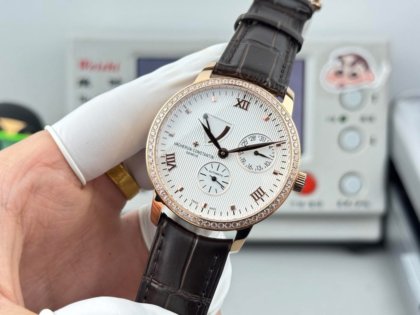 Vacheron Constantin Patrimony Power Reserve 1:1 Grade Watch – Rose Gold Bezel | White Dial - Image 3