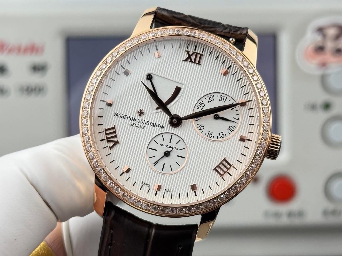 Vacheron Constantin Patrimony Power Reserve 1:1 Grade Watch – Rose Gold Bezel | White Dial - Image 5