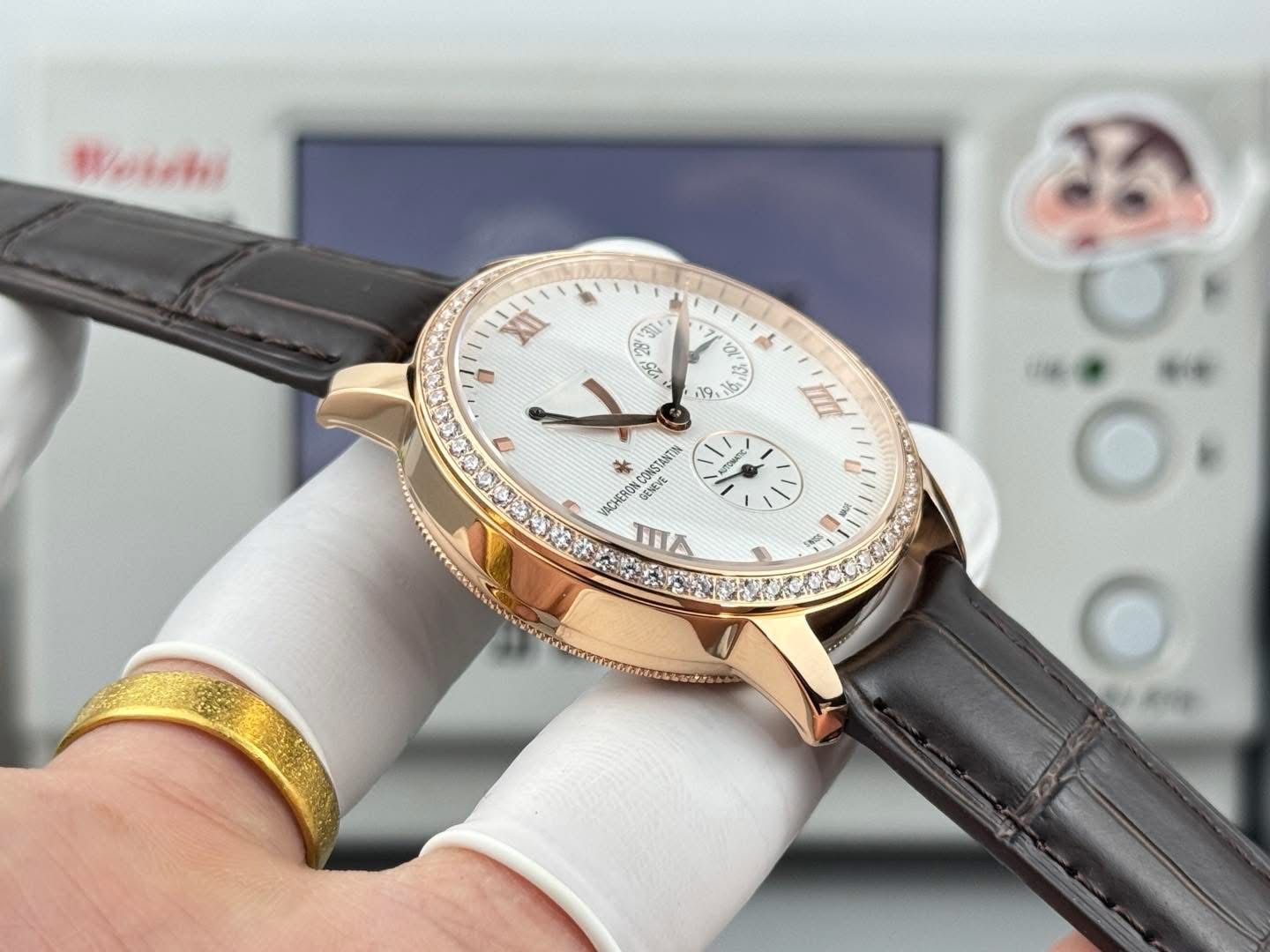 Vacheron Constantin Patrimony Power Reserve 1:1 Grade Watch – Rose Gold Bezel | White Dial - Image 6