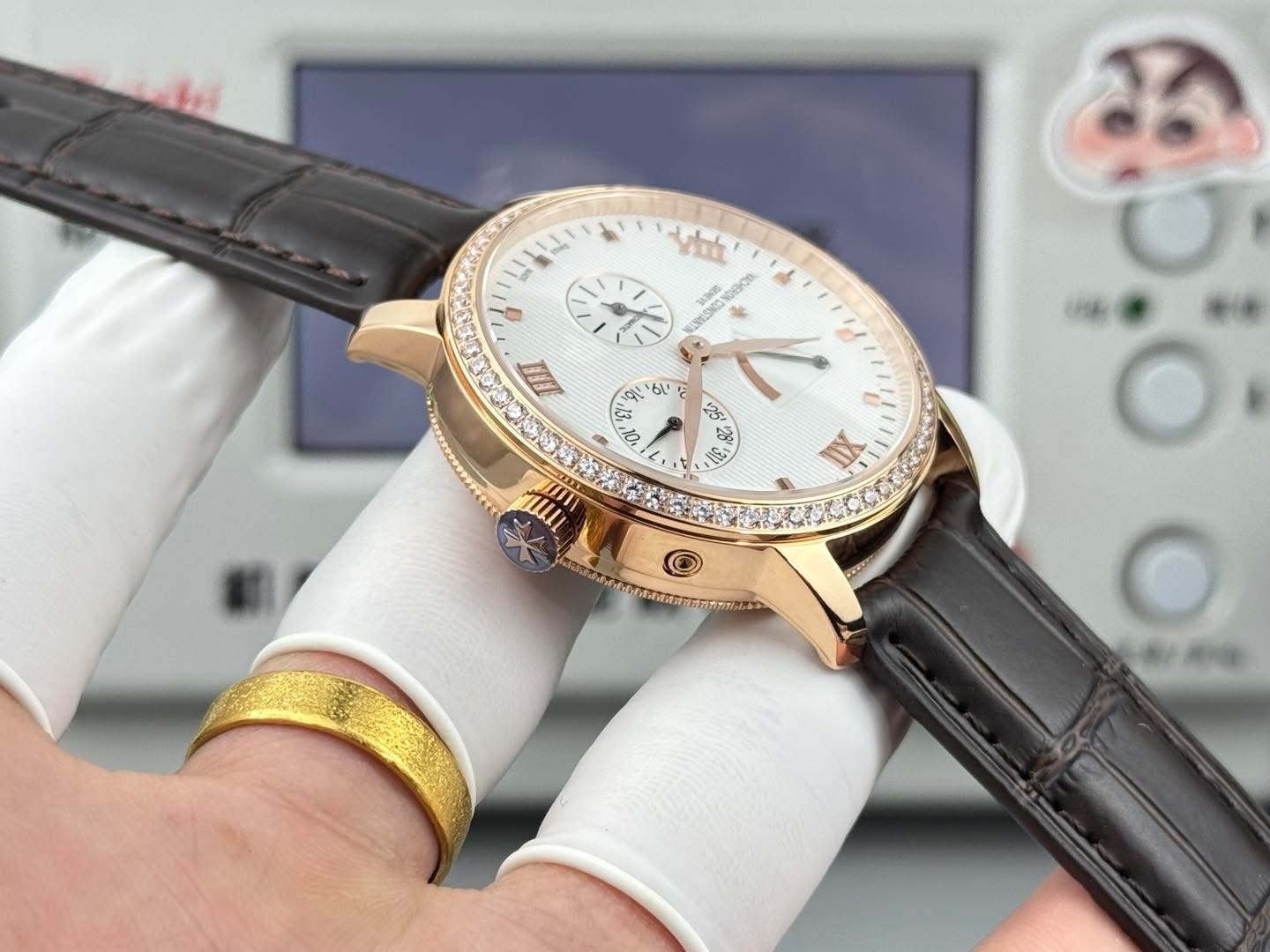 Vacheron Constantin Patrimony Power Reserve 1:1 Grade Watch – Rose Gold Bezel | White Dial - Image 7