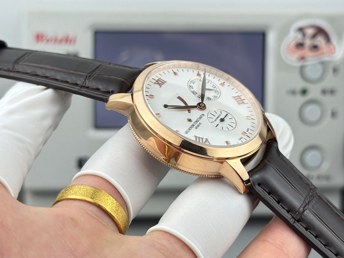 Vacheron Constantin Patrimony Power Reserve 1:1 Grade Watch – Rose Gold Body | White Dial - Image 6