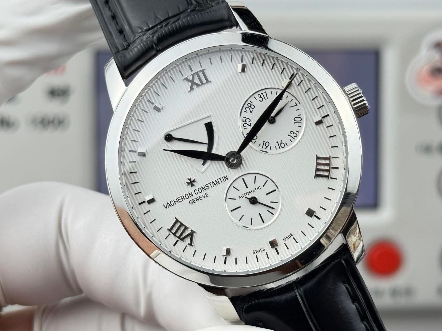 Vacheron Constantin Patrimony Power Reserve 1:1 Grade Watch – Silver Body | White Dial - Image 4