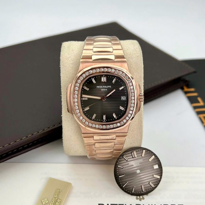 Patek Philippe Nautilus 1:1 Grade Watch – Rose Gold | Stone Bezel