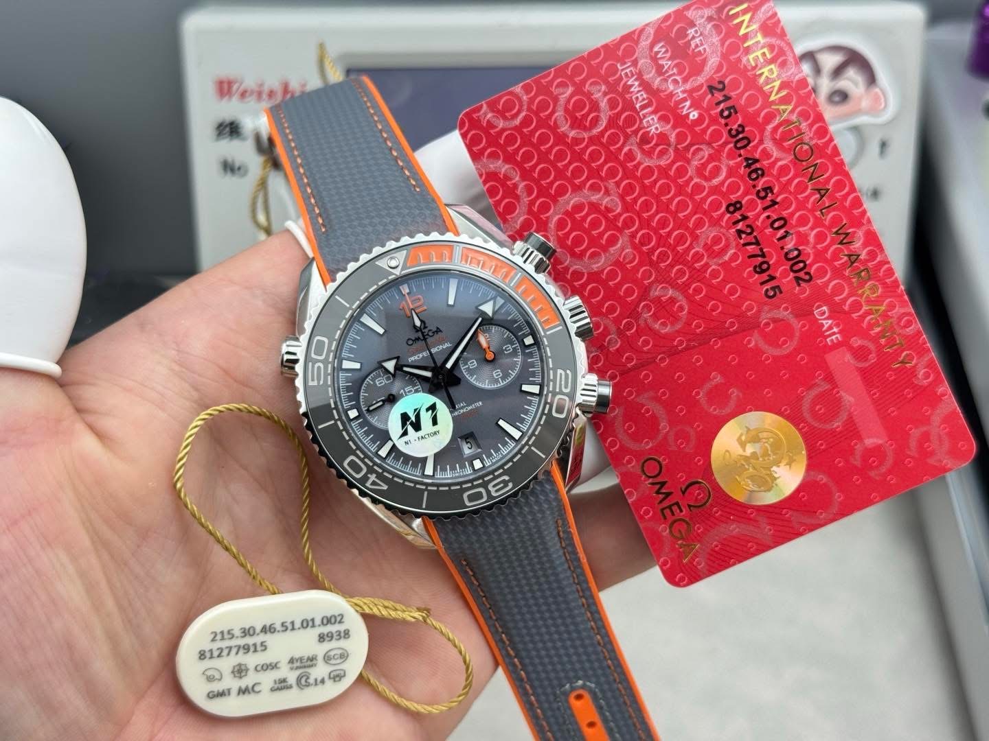 Omega Seamaster Planet Ocean Co-Axial Master Chronometer Chronograph – 1:1 Grade Watch | Gray & Orange Strap - Image 2