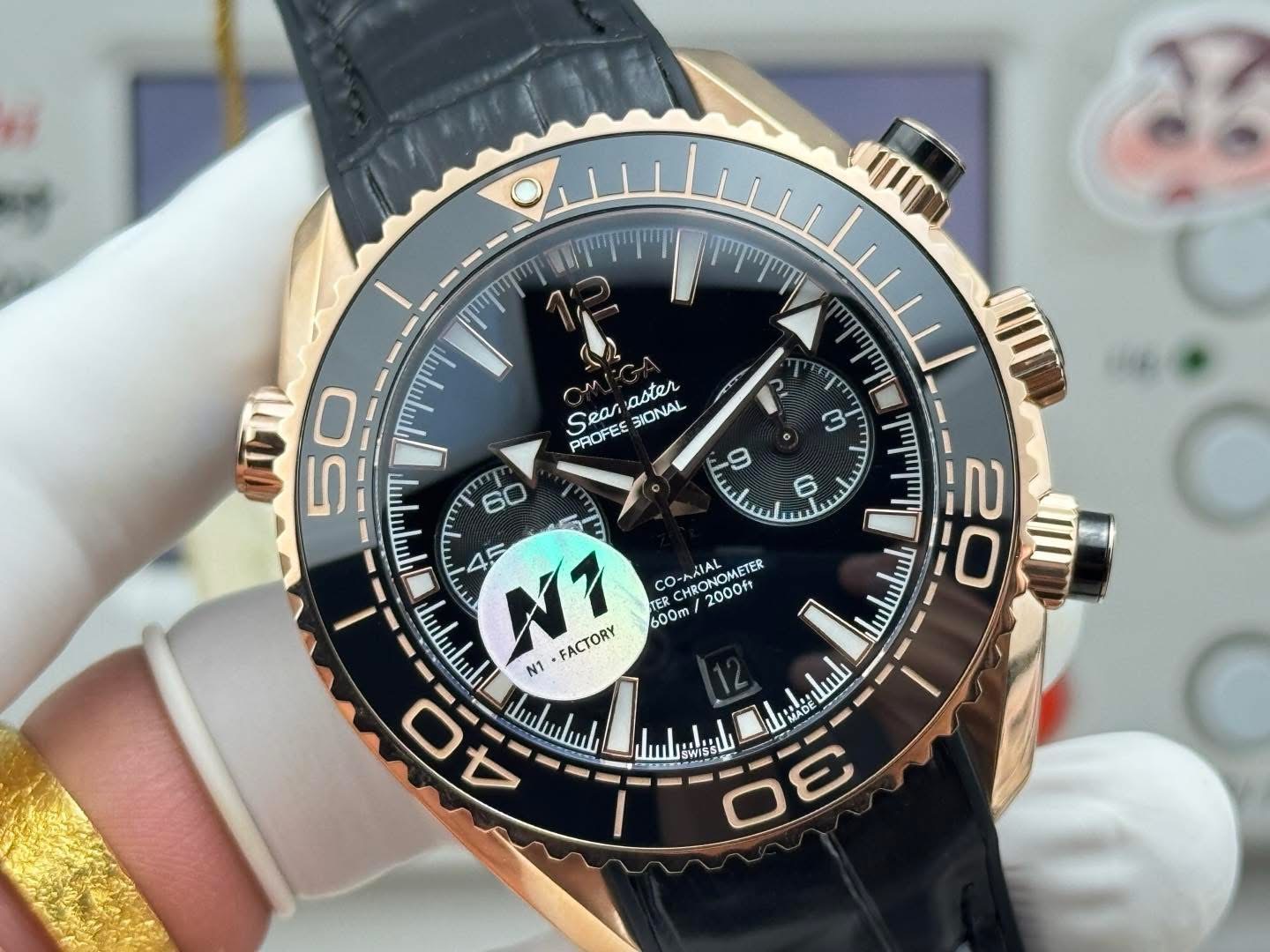 Omega Seamaster Planet Ocean 600M Chronograph – 1:1 Grade Watch | Rose Gold | Black Ceramic Dial - Image 8
