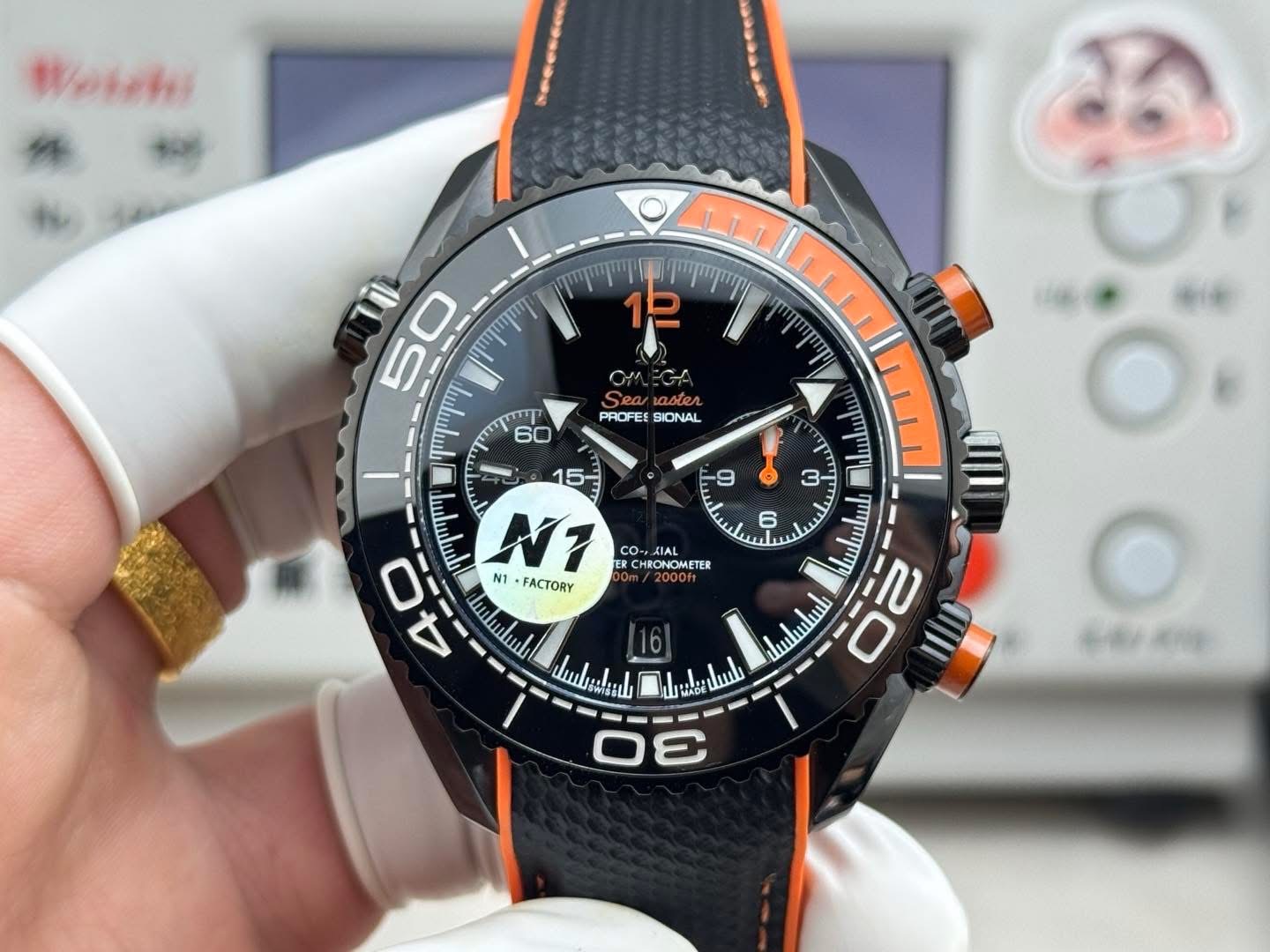 Omega Seamaster Planet Ocean 600M Co-Axial Master Chronometer Chronograph – 1:1 Grade Watch | “Deep Black” | Black Ceramic