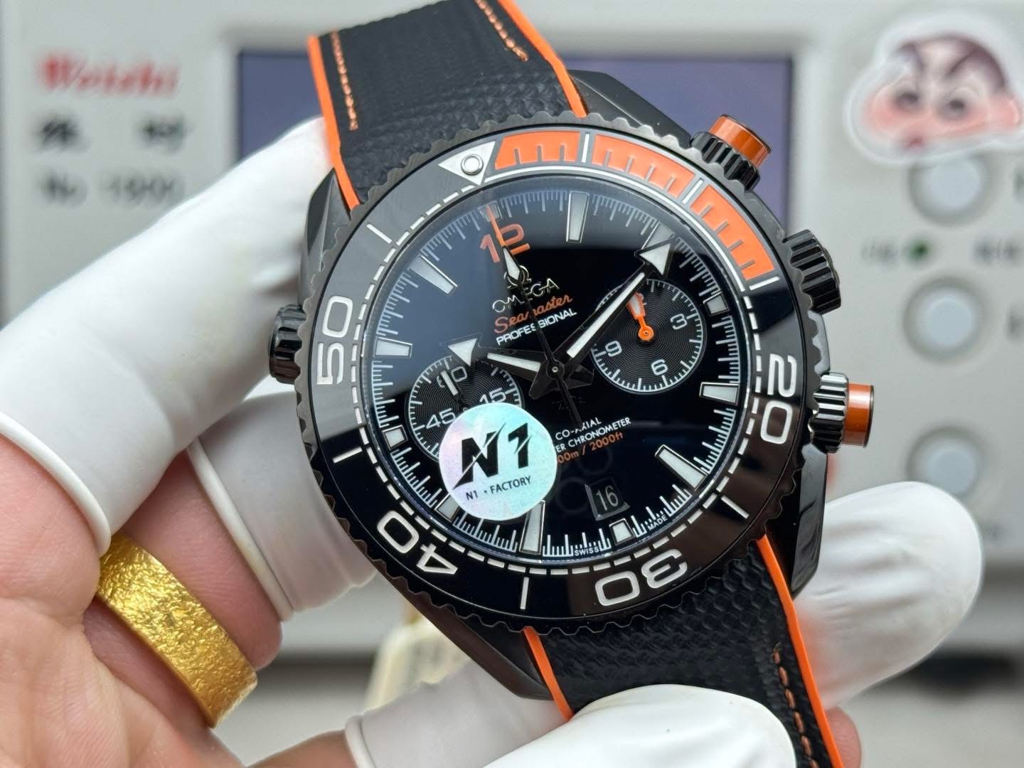 Omega Seamaster Planet Ocean 600M Co-Axial Master Chronometer Chronograph – 1:1 Grade Watch | “Deep Black” | Black Ceramic - Image 3