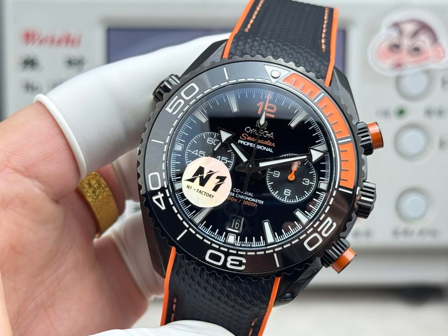 Omega Seamaster Planet Ocean 600M Co-Axial Master Chronometer Chronograph – 1:1 Grade Watch | “Deep Black” | Black Ceramic - Image 4