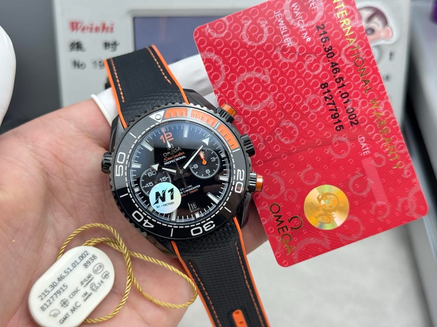 Omega Seamaster Planet Ocean 600M Co-Axial Master Chronometer Chronograph – 1:1 Grade Watch | “Deep Black” | Black Ceramic - Image 2