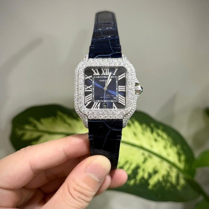 Cartier Santos – 1:1 Grade Watch | Blue Dial | Diamond-Style Bezel