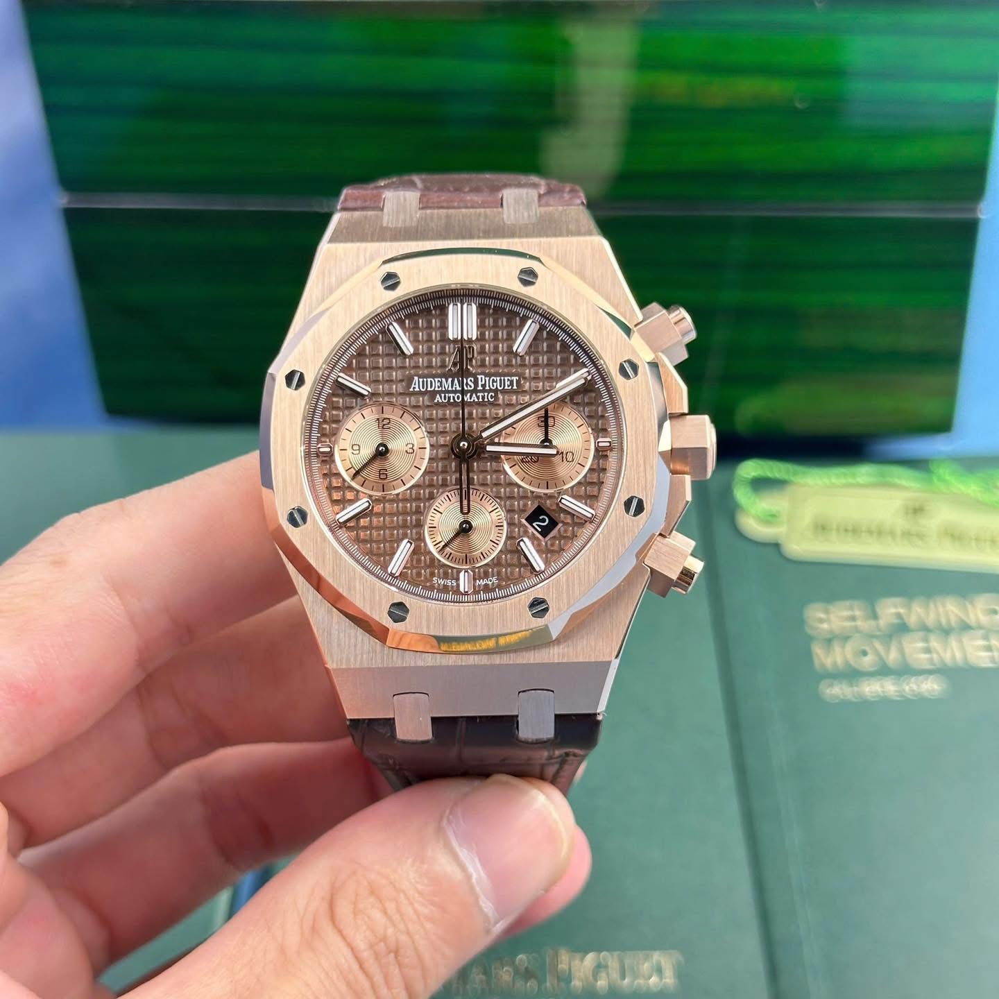 Audemars Piguet Royal Oak Chronograph – 1:1 Grade Watch | Pink Gold | Brown Dial