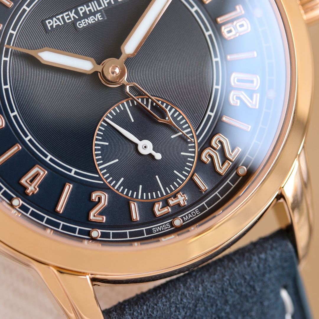 Patek Philippe Calatrava 24-Hour Travel Time 5224R-001 – 1:1 Grade Watch | Blue Dial | Leather Strap - Image 3