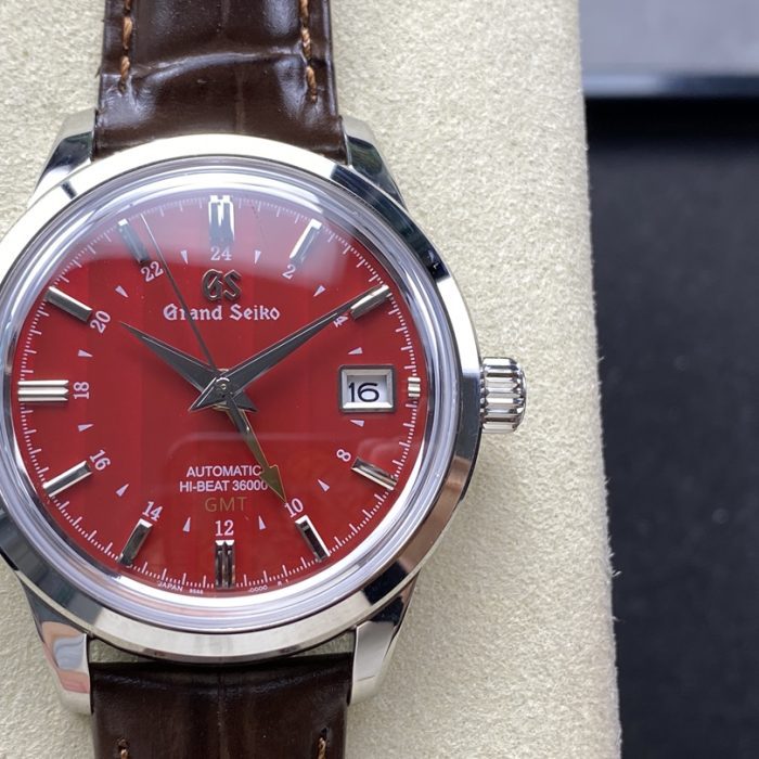 Grand Seiko Elegance Hi-Beat 36000 GMT SBGJ273 – 1:1 Grade Watch | Red Dial | Leather Strap