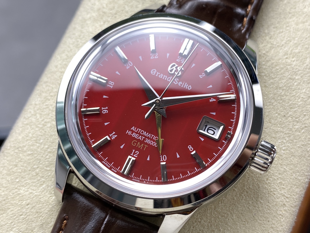 Grand Seiko Elegance Hi-Beat 36000 GMT SBGJ273 – 1:1 Grade Watch | Red Dial | Leather Strap - Image 3