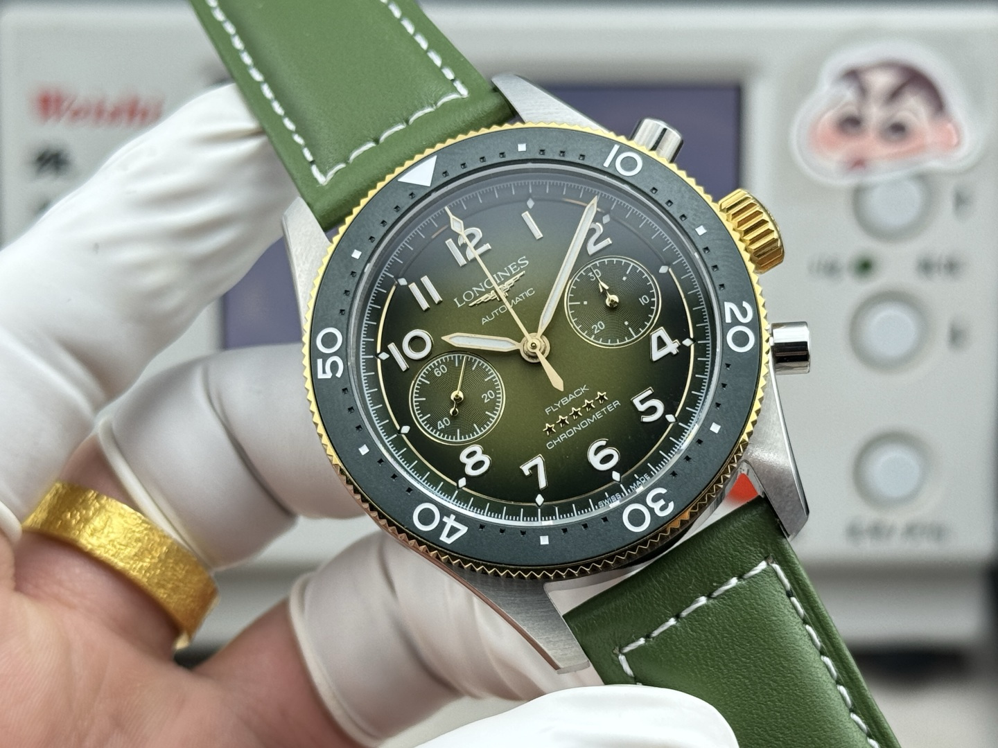 Longines Spirit Flyback Chronometer L3.821.5.53.2 – 1:1 Grade Watch | Green Dial | Leather Strap - Image 2