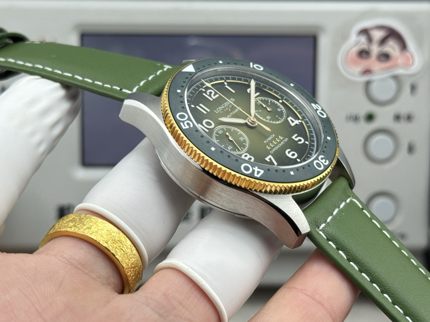 Longines Spirit Flyback Chronometer L3.821.5.53.2 – 1:1 Grade Watch | Green Dial | Leather Strap - Image 6