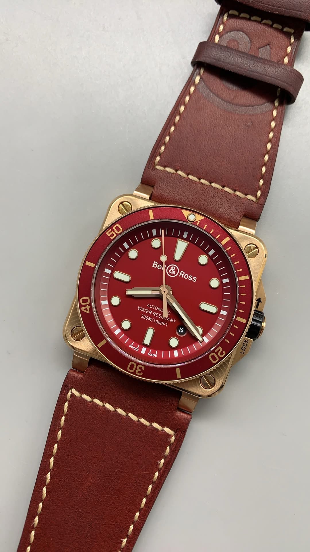 Bell & Ross BR 03-92 Diver Red Bronze – 1:1 Grade Watch | Red Dial | Leather Strap - Image 3