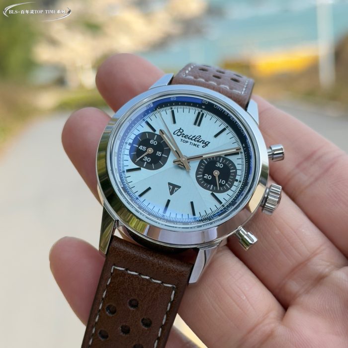 Breitling Top Time B01 Triumph – 1:1 Grade Watch | White Dial | Brown Leather Strap