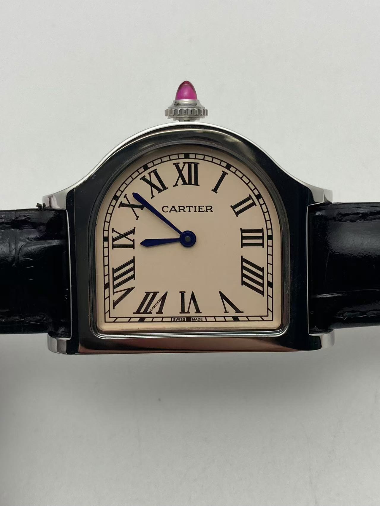 Cartier Cloche de Cartier Privé – 1:1 Grade Watch | Ivory Dial | Black Leather Strap - Image 2