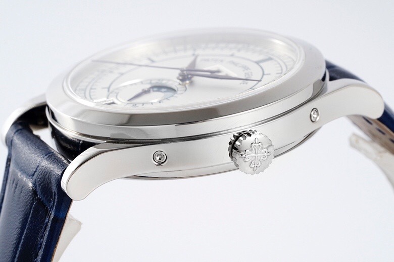 Patek Philippe Complications Annual Calendar 5396 – 1:1 Grade Watch | Silvered Dial | Blue Leather Strap - Image 5