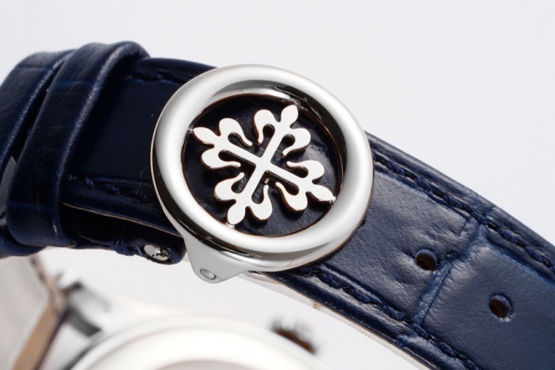 Patek Philippe Complications Annual Calendar 5396 – 1:1 Grade Watch | Silvered Dial | Blue Leather Strap - Image 9