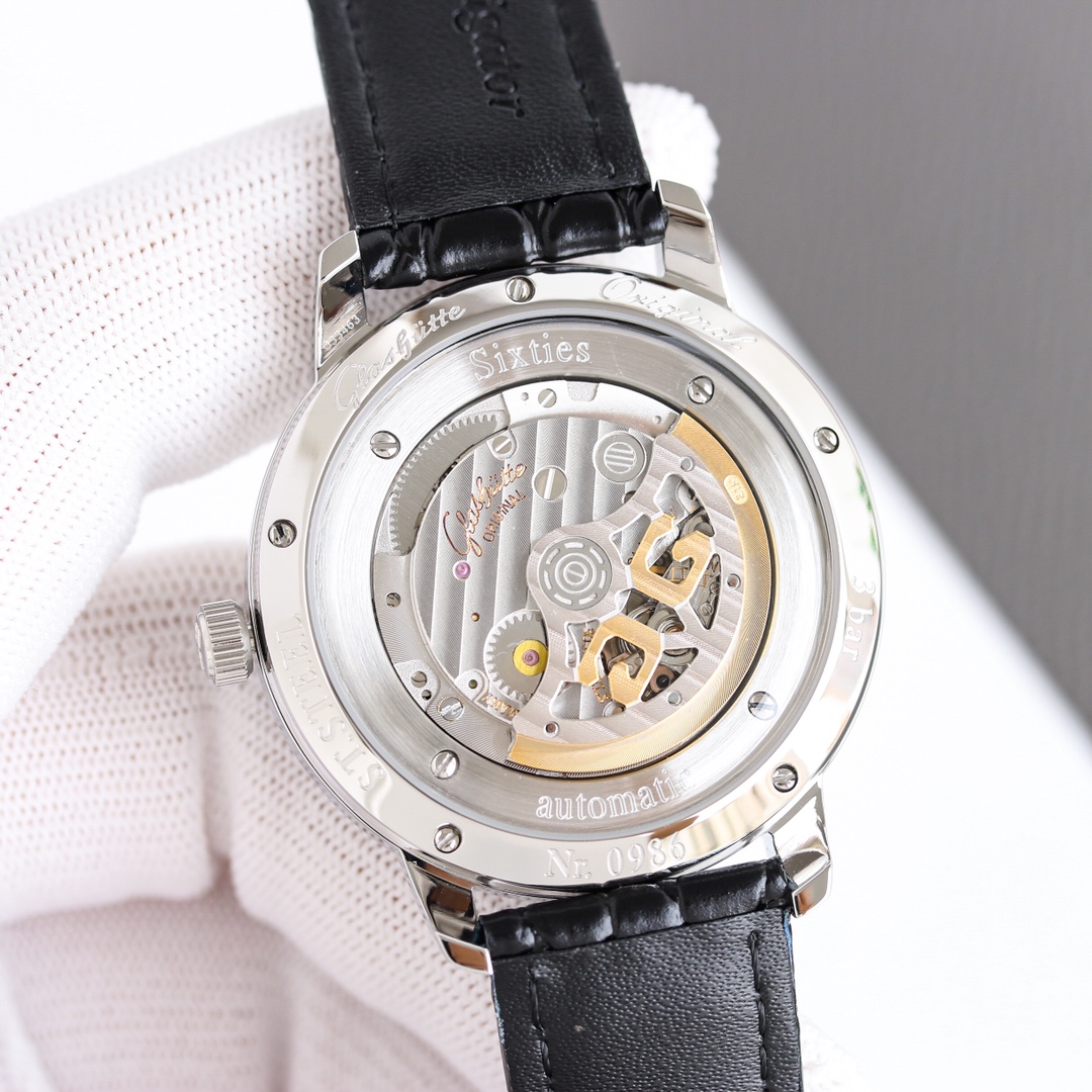 Glashütte Original Sixties 1-39-52-06-02-04 – 1:1 Grade Watch | Blue Dial | Leather Strap - Image 4