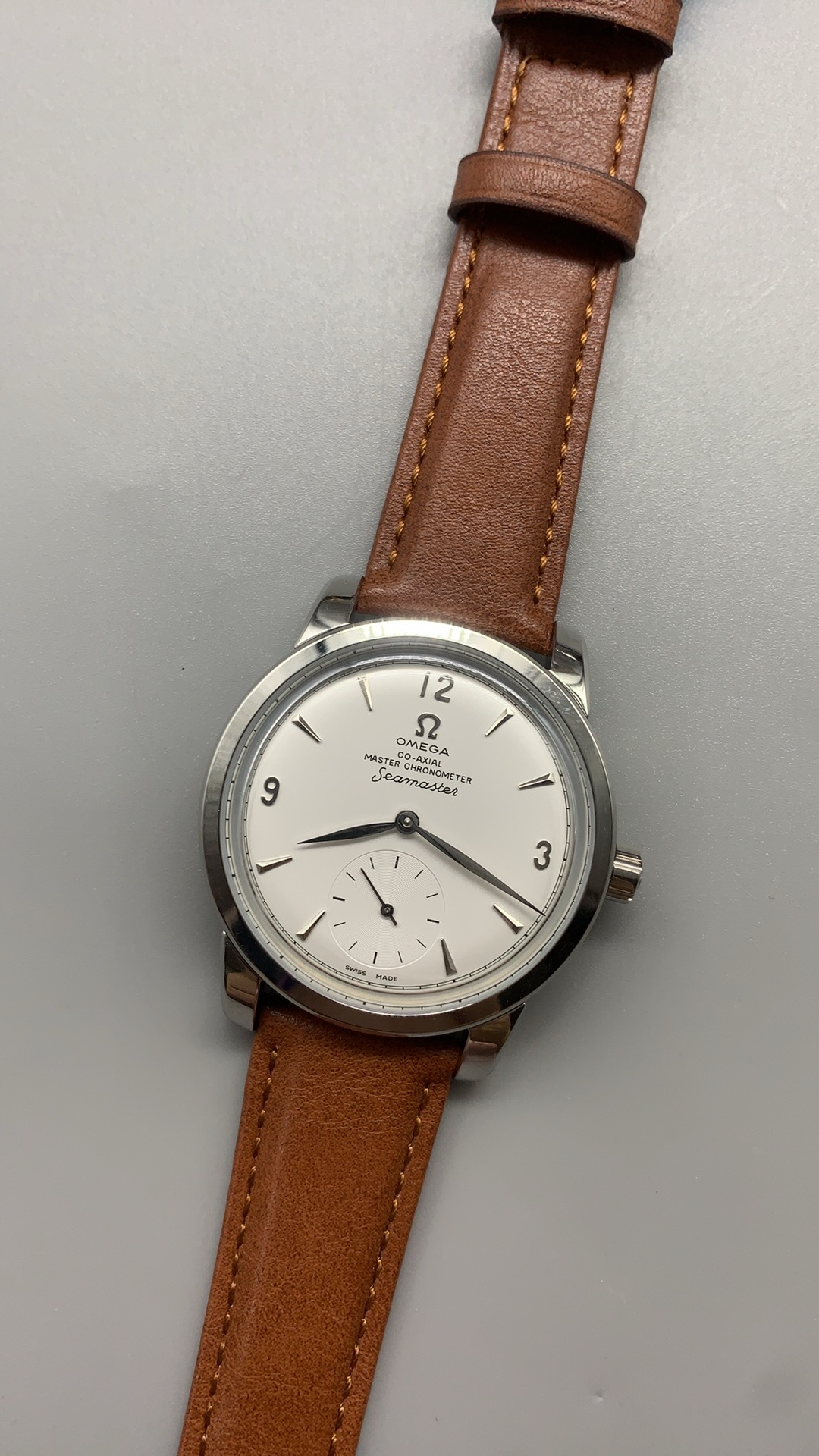 Omega Seamaster 1948 Co-Axial Master Chronometer Small Seconds – 1:1 Grade Watch | Silver Dial | Brown Leather Strap - Image 6