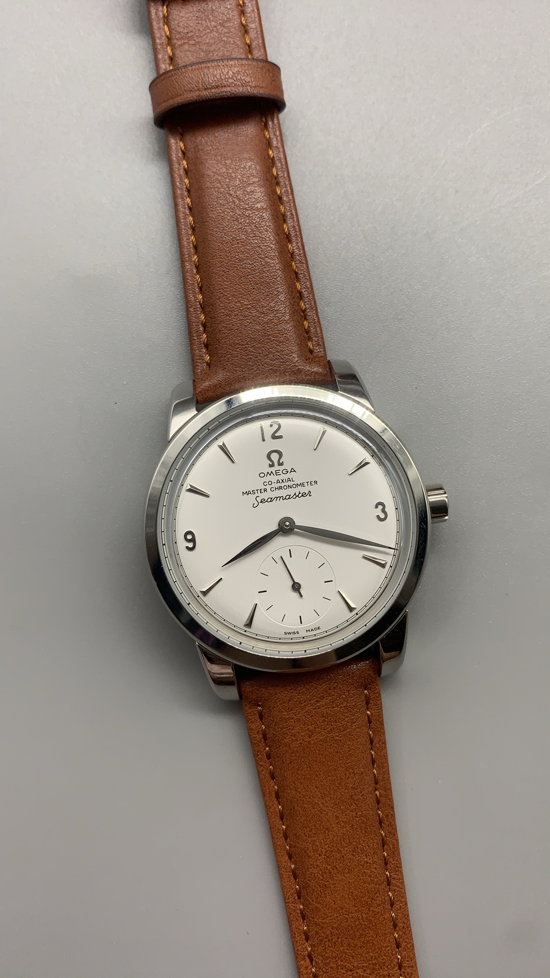 Omega Seamaster 1948 Co-Axial Master Chronometer Small Seconds – 1:1 Grade Watch | Silver Dial | Brown Leather Strap - Image 2