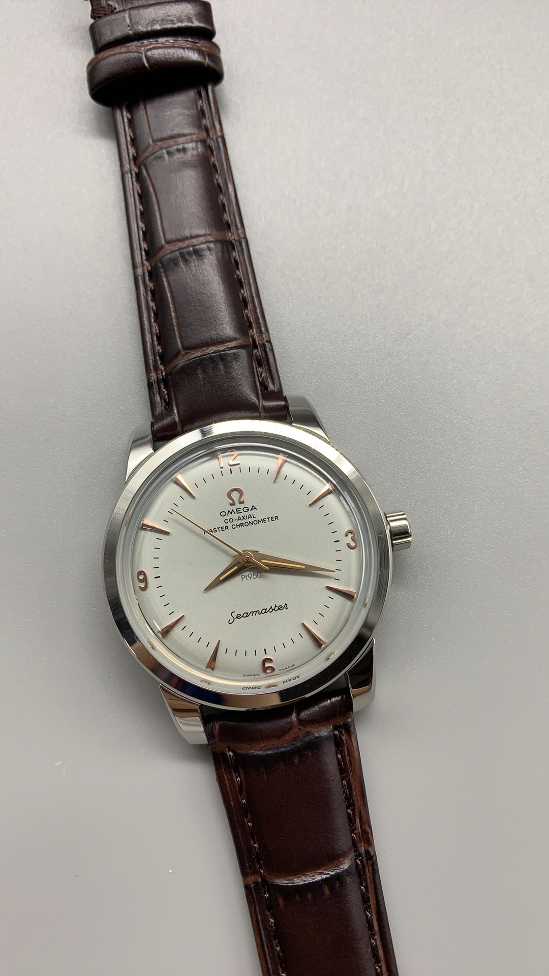 Omega Seamaster 1948 Co-Axial Master Chronometer Platinum – 1:1 Grade Watch | Opaline Platinum Dial | Leather Strap - Image 2
