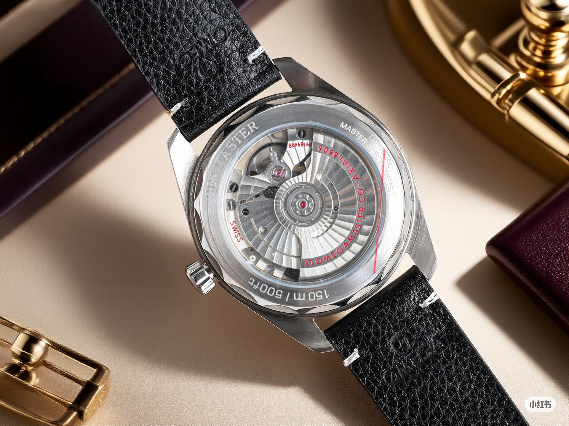 Omega Railmaster Small Seconds – 1:1 Grade Watch | Dark Grey Gradient Dial | Black Leather Strap - Image 3