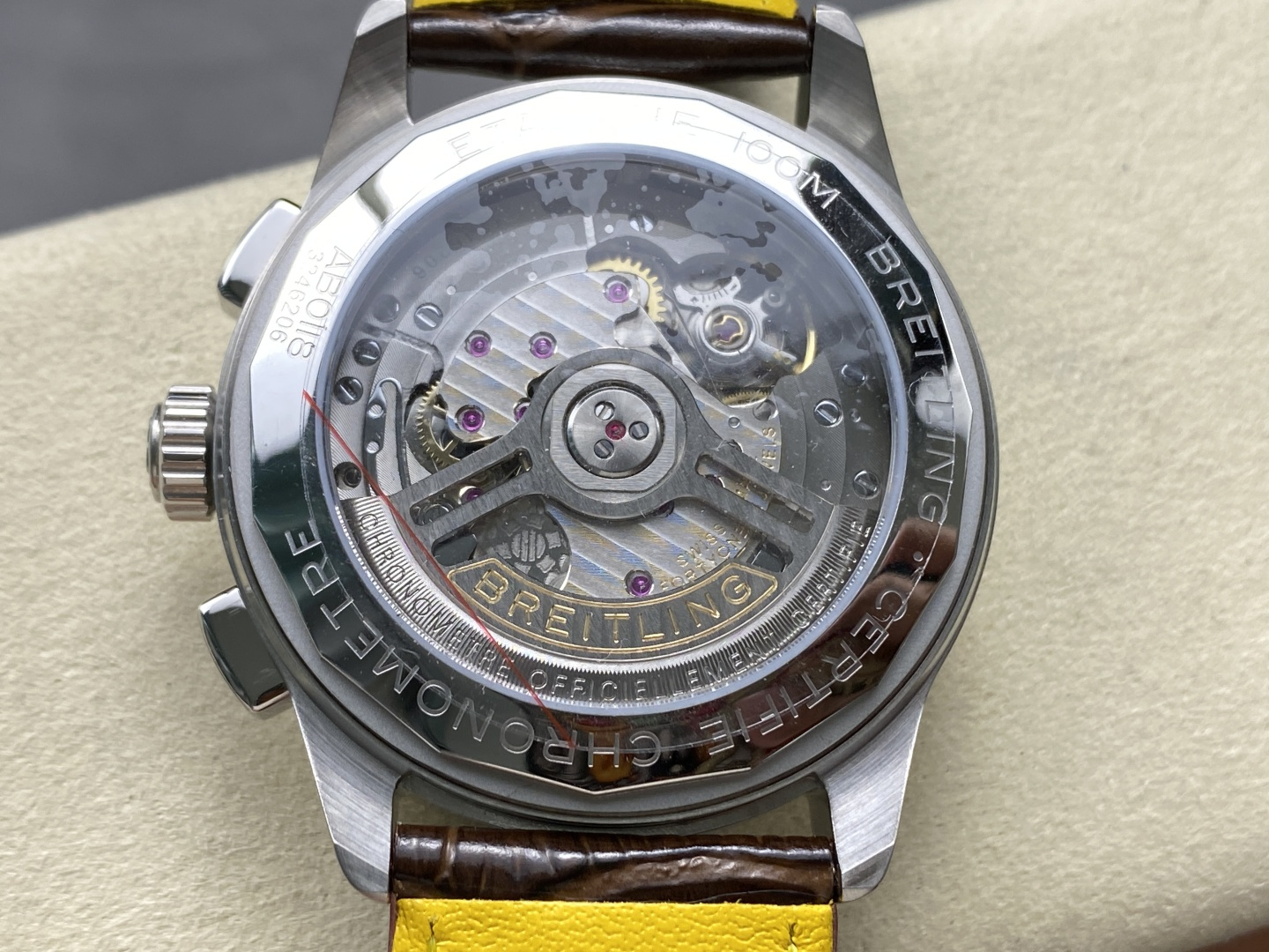 Breitling Premier B09 Chronograph 40 – 1:1 Grade Watch | Burgundy Sunburst Dial | Brown Alligator Leather Strap - Image 5