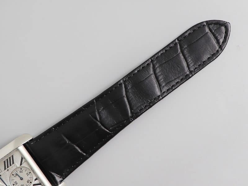 Cartier Tank MC Large – 1:1 Grade Watch | Silver Guilloché Dial | Black Leather Strap - Image 8