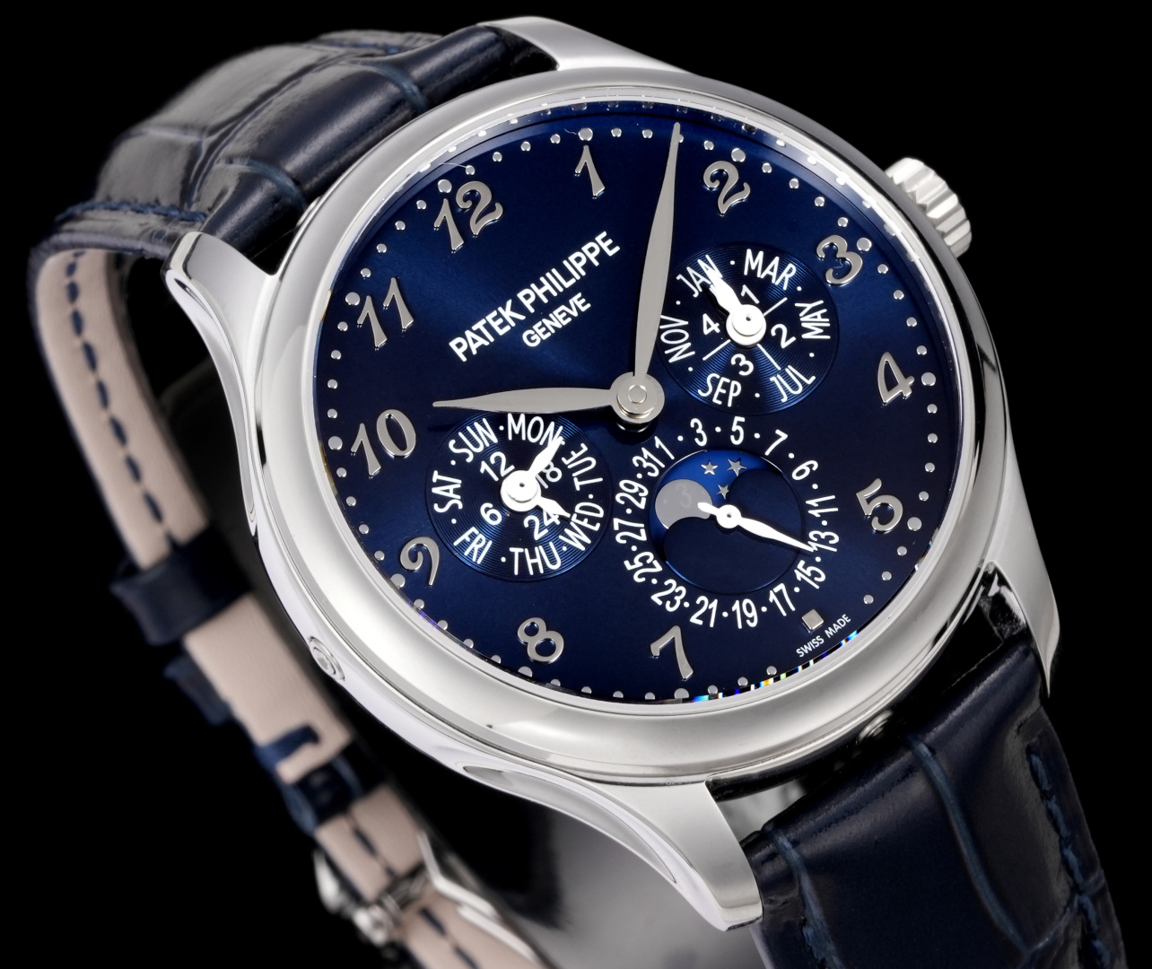 Patek Philippe Perpetual Calendar 5327G-001 – 1:1 Grade Watch | Blue Sunray Dial | Leather Strap - Image 3