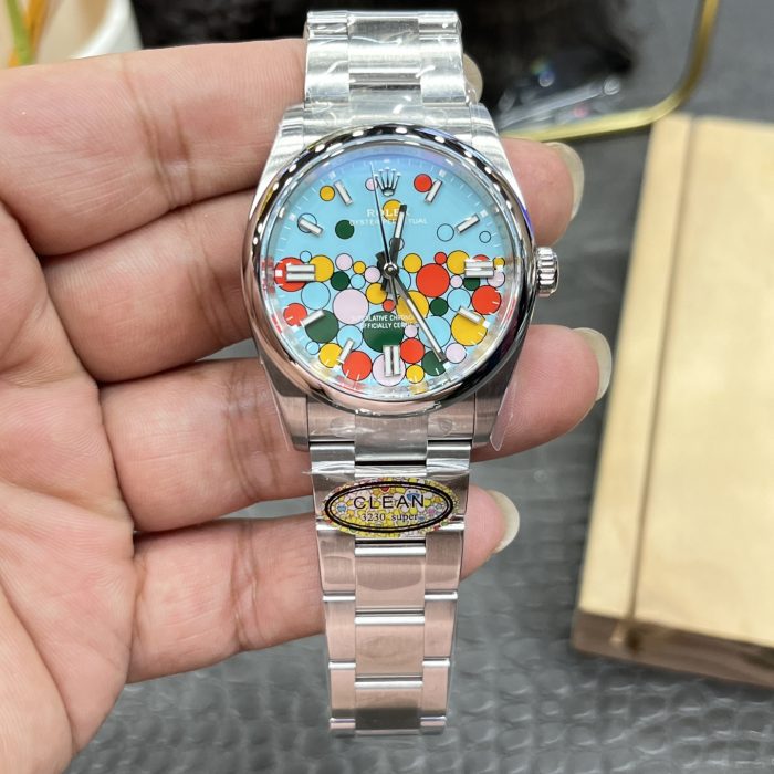 Rolex Oyster Perpetual “Celebration Dial” – 1:1 Grade Watch | Turquoise Bubble Dial | Oyster Bracelet (36mm / 41mm)