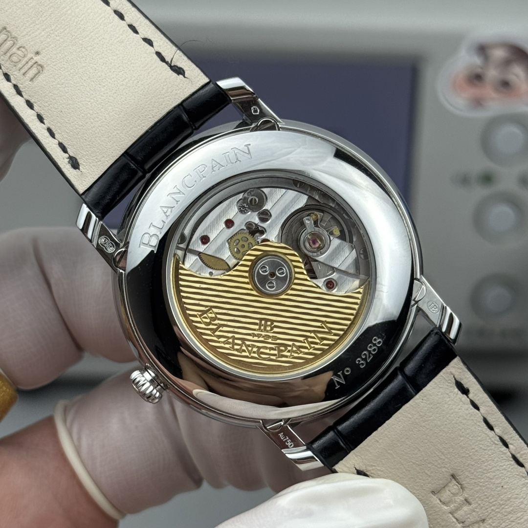 Blancpain Villeret Complete Calendar 6654 – 1:1 Grade Watch | Silver Opaline Dial | Black Leather Strap - Image 5