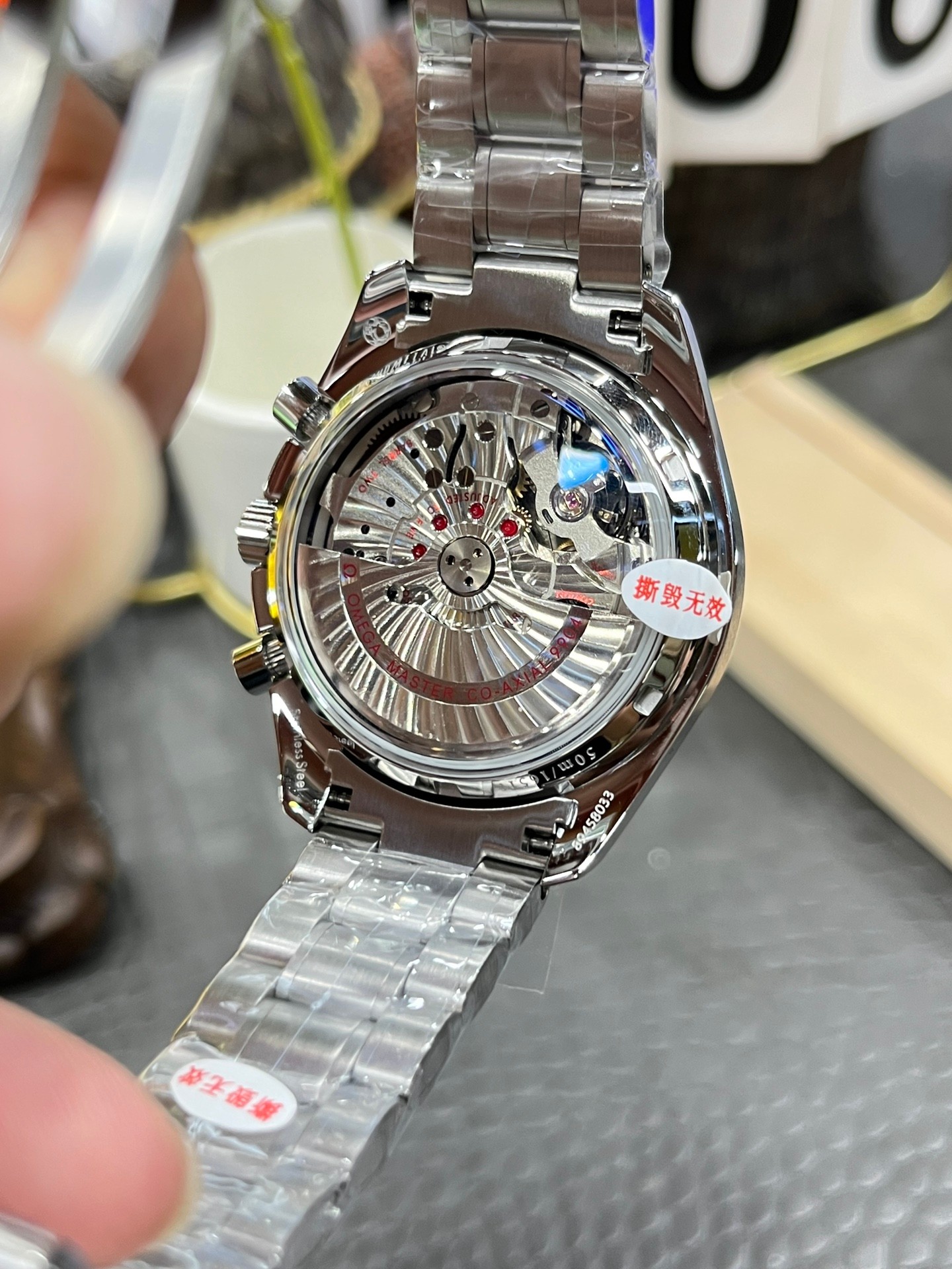 Omega Speedmaster Moonphase Chronograph – 1:1 Grade Watch | Black Dial | Steel Bracelet | 44.25mm - Image 3