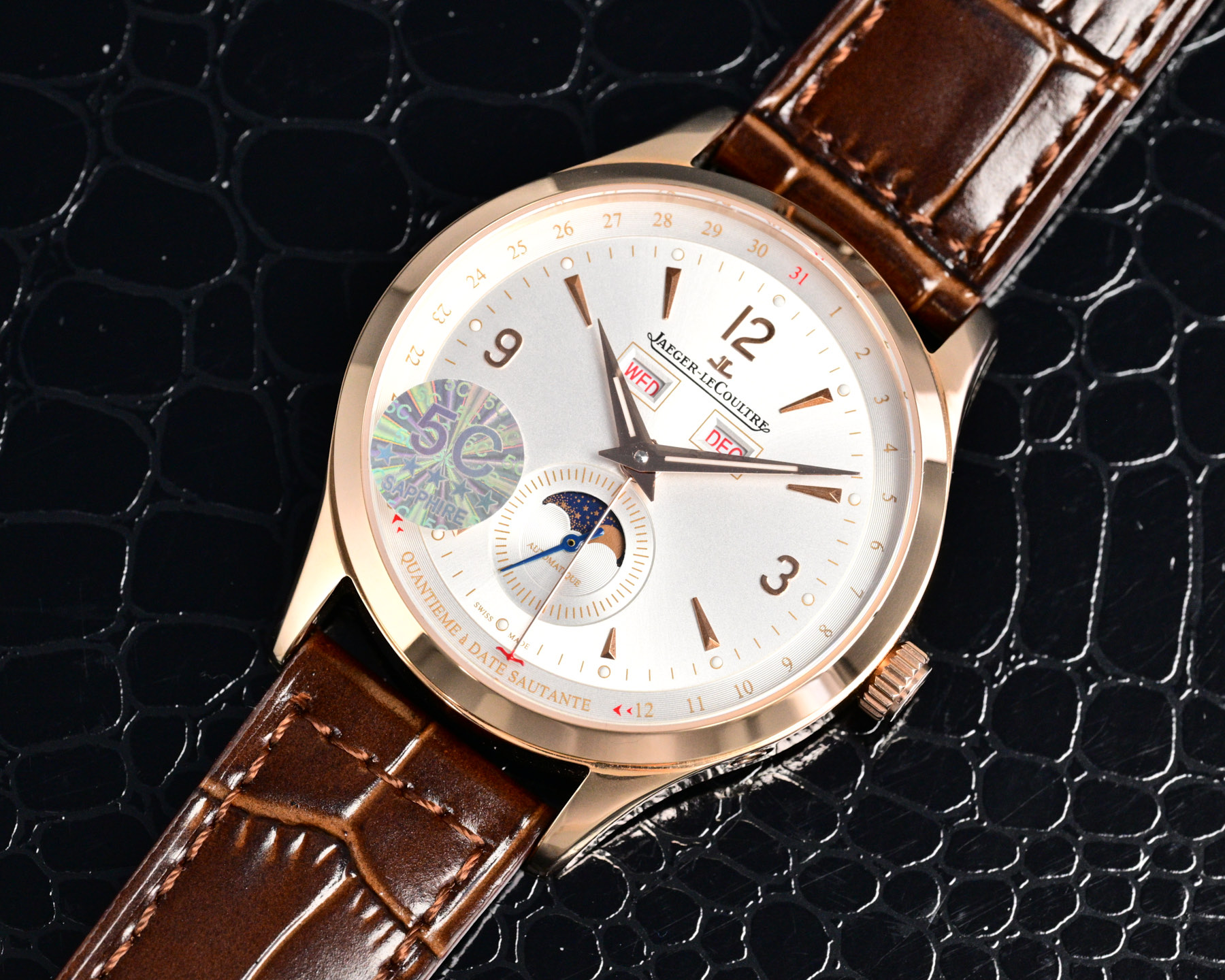 Jaeger-LeCoultre Master Control Calendar – 1:1 Grade Watch | Silver Dial | Brown Leather Strap - Image 3