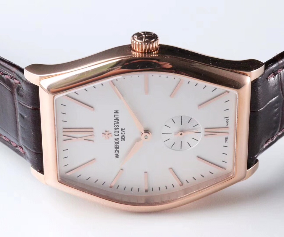 Vacheron Constantin Malte Manual Wind – 1:1 Grade Watch | White / Pink Dial | Brown Leather Strap - Image 7