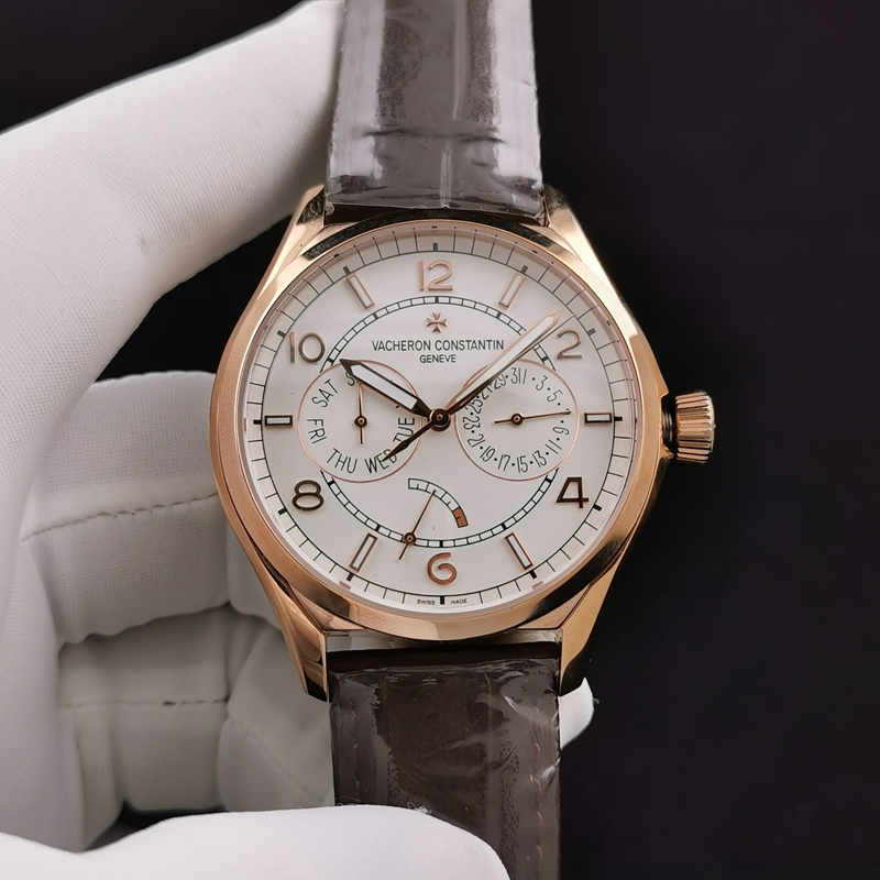 Vacheron Constantin Fiftysix Day-Date – 1:1 Grade Watch | White Dial | Brown Leather Strap - Image 11