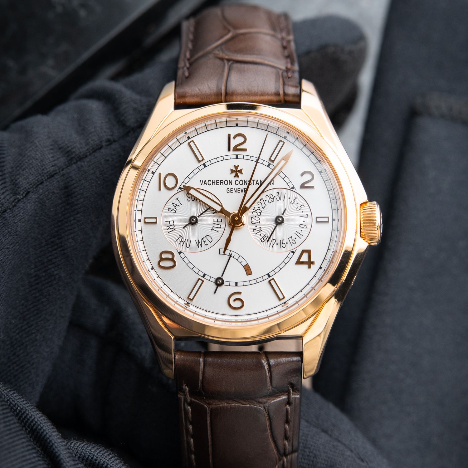 Vacheron Constantin Fiftysix Day-Date – 1:1 Grade Watch | White Dial | Brown Leather Strap
