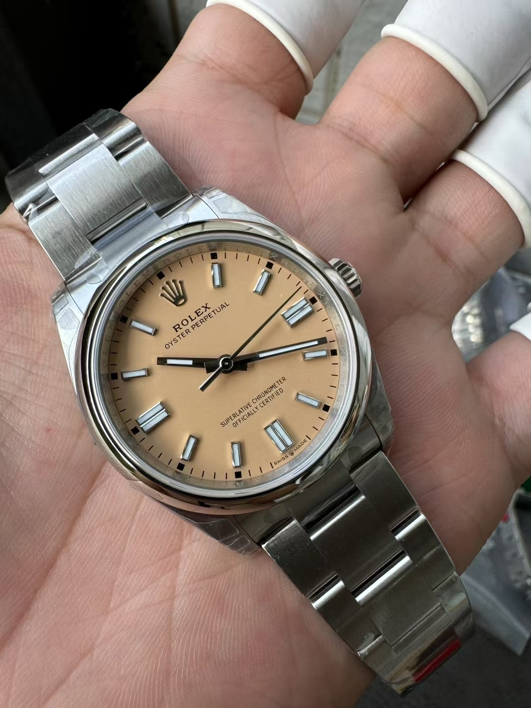 Rolex Oyster Perpetual Beige Dial Swiss 1:1 Grade Watch - Image 5