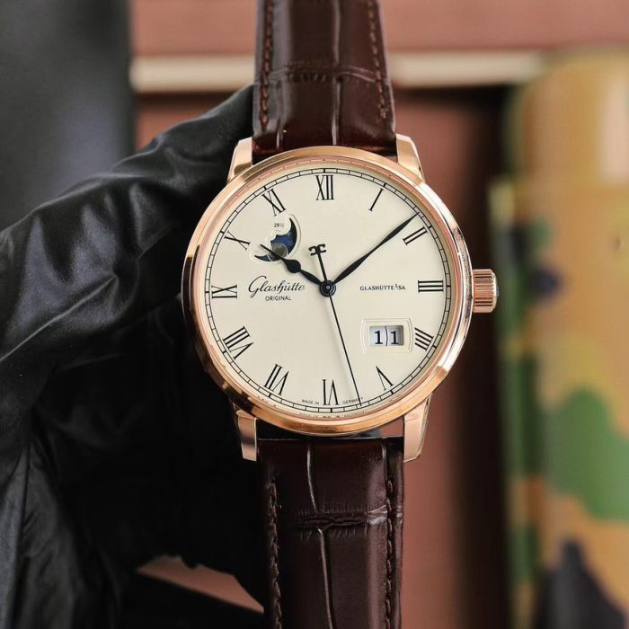 Glashütte Original Senator Excellence Panorama Date Moon Phase Red Gold Swiss 1:1 Grade Watch