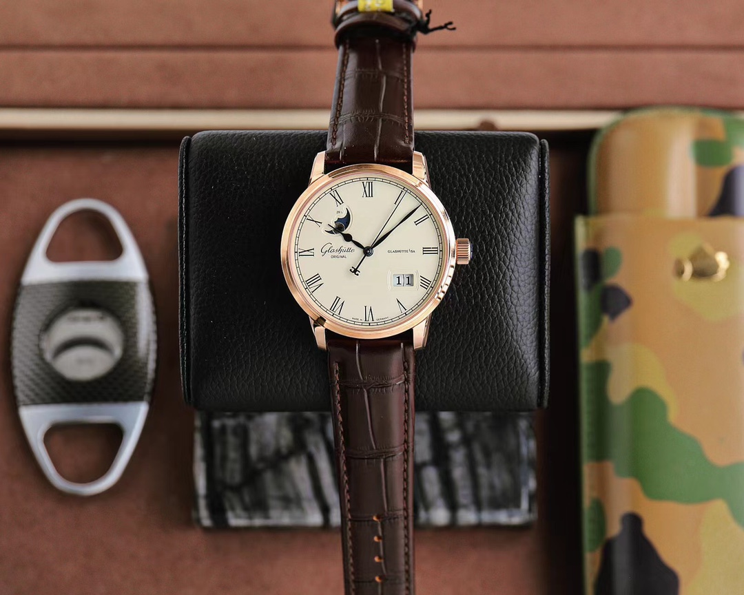 Glashütte Original Senator Excellence Panorama Date Moon Phase Red Gold Swiss 1:1 Grade Watch - Image 9